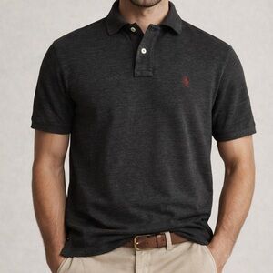 Polo by Ralph Lauren Men's Dark Grey Shirt size Large Mesh Cotton Custom fit